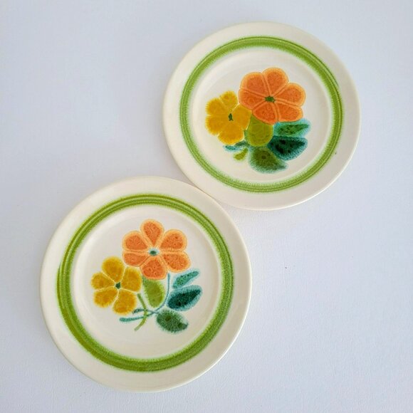 Franciscan Other - Franciscan Floral Bread Plate SET of 2, Retro c.1970s USA, Flower Power Dishes